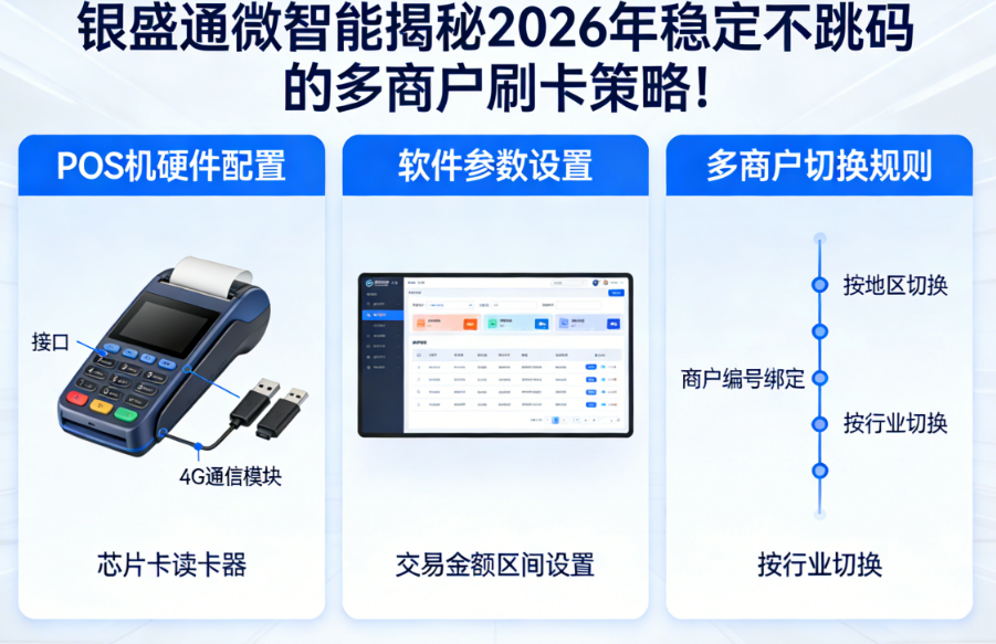 POS机如何配置？银盛通微智能揭秘2026年稳定不跳码的多商户刷卡策略！
