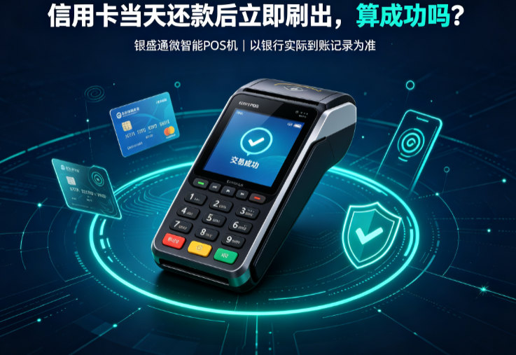 银盛通微智能POS机：信用卡当天还款后立即刷出，算成功吗？