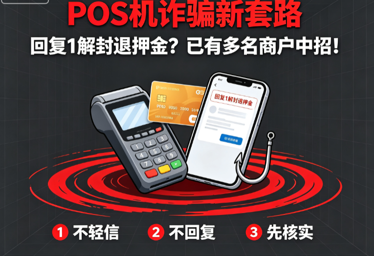 POS机诈骗新套路：回复1解封退押金？已有多名商户中招！